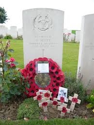 George Scott's grave in St Souplet British Cemetery